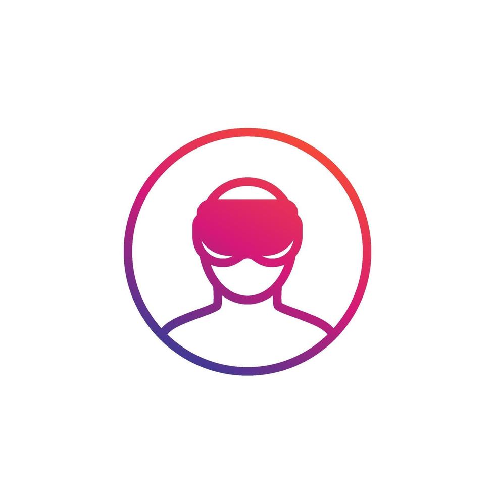 virtual reality, man in VR glasses icon on white vector