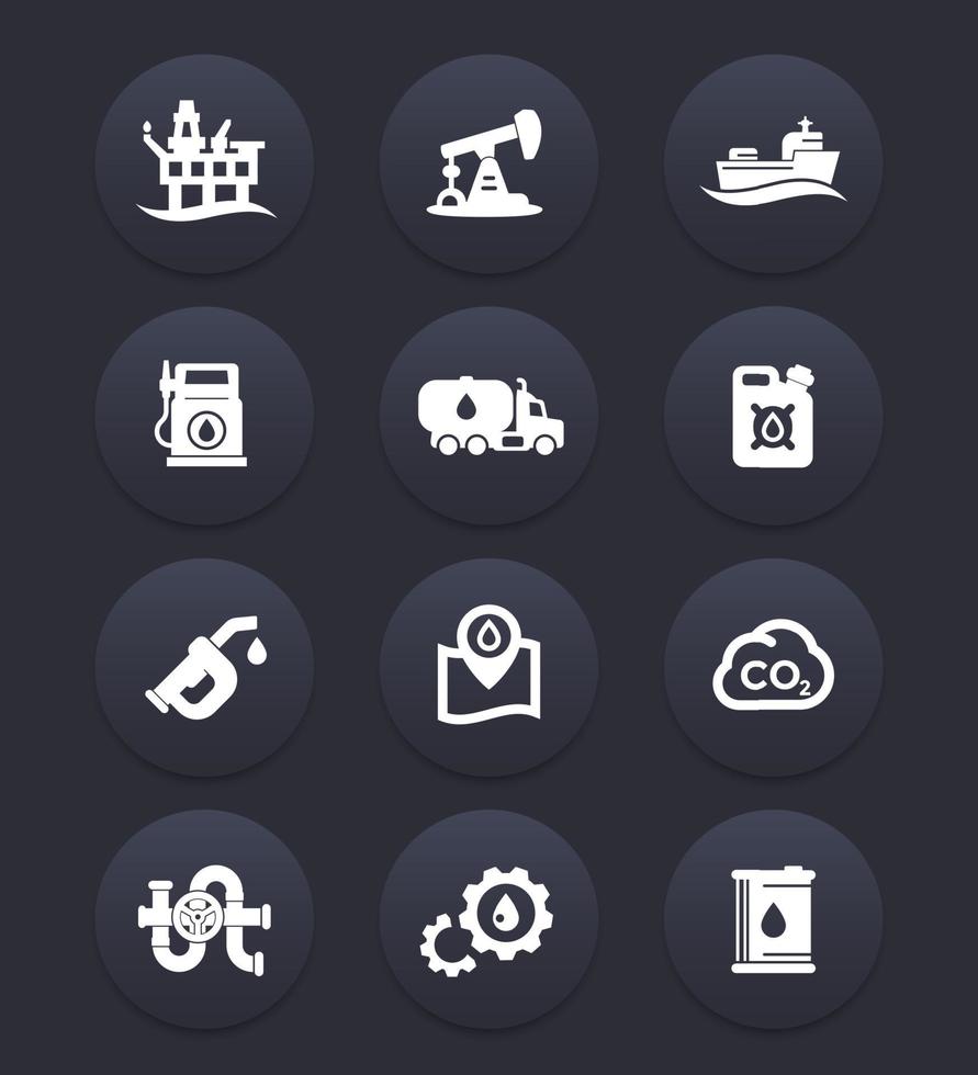 Petroleum industry icons set vector