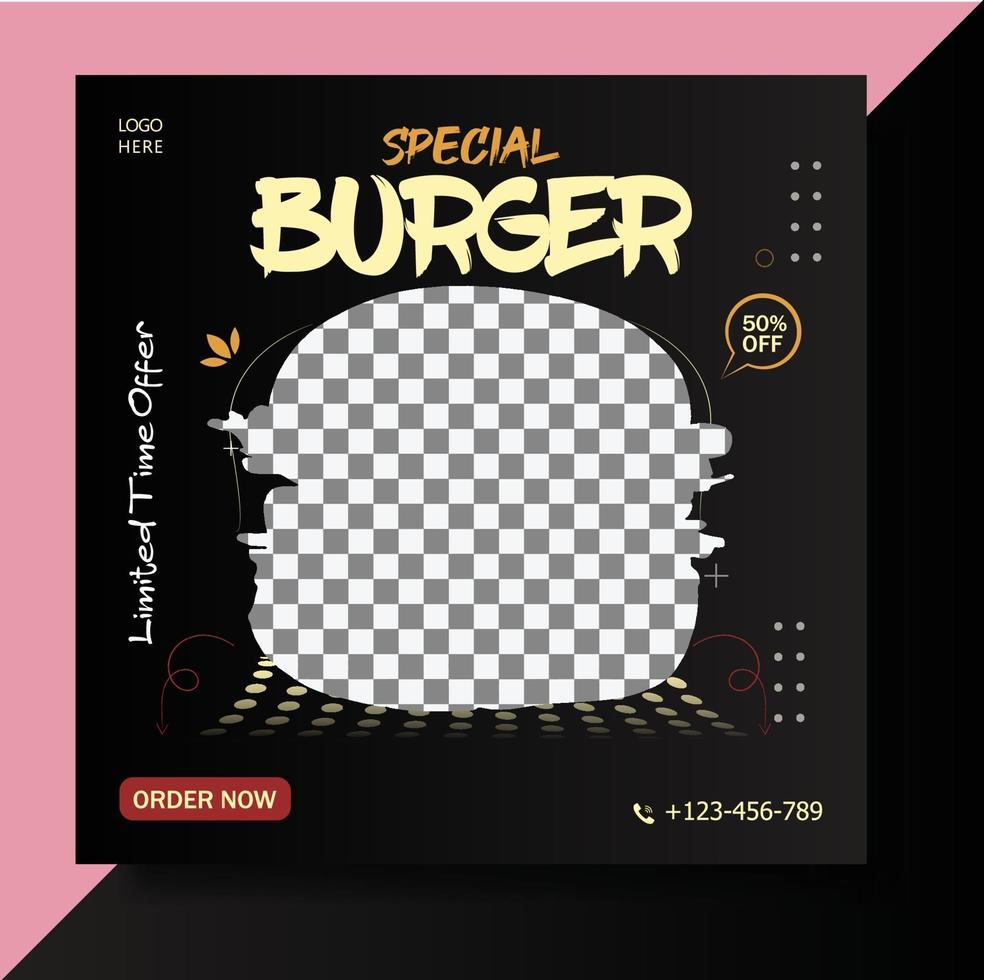 Special burger social media banner template vector