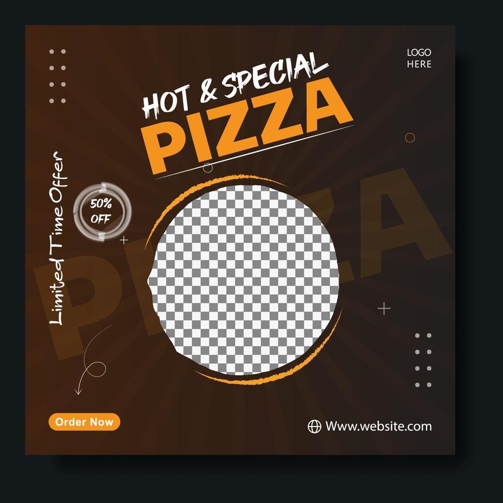 plantilla de banner de pizza de redes sociales vector