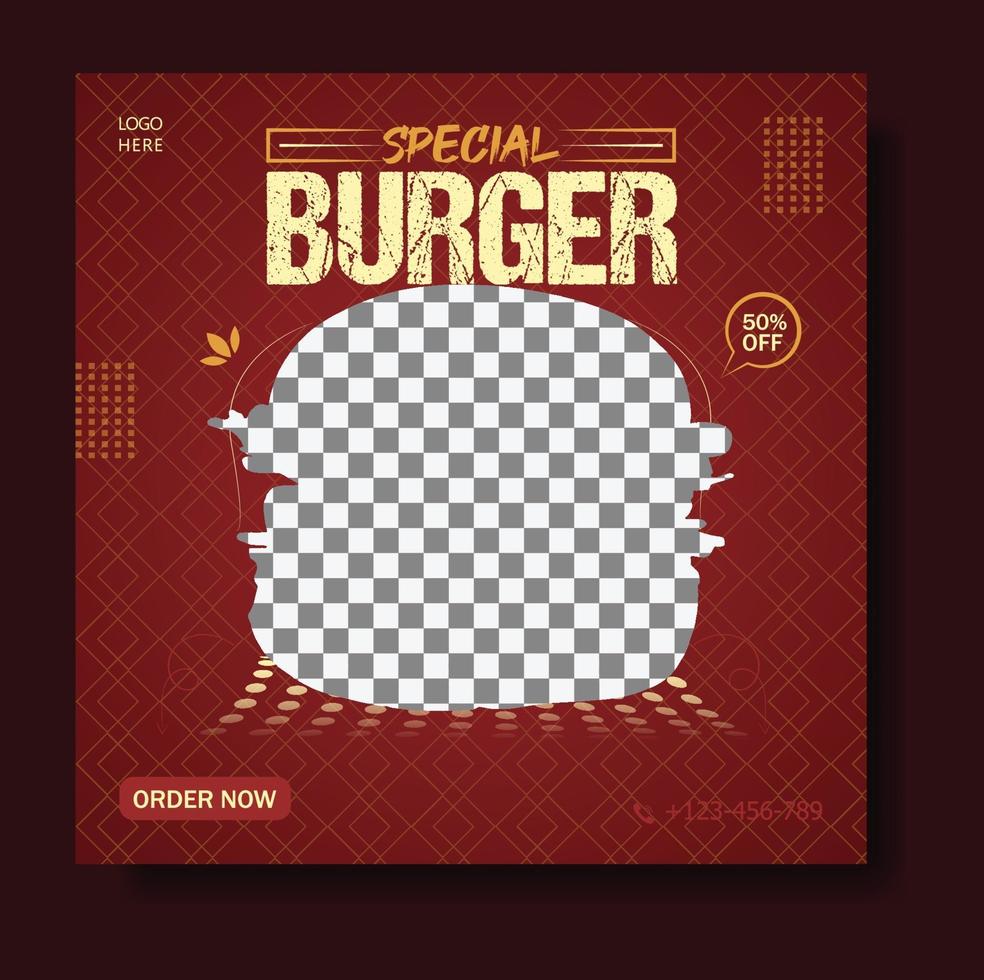 Special burger social media banner template vector