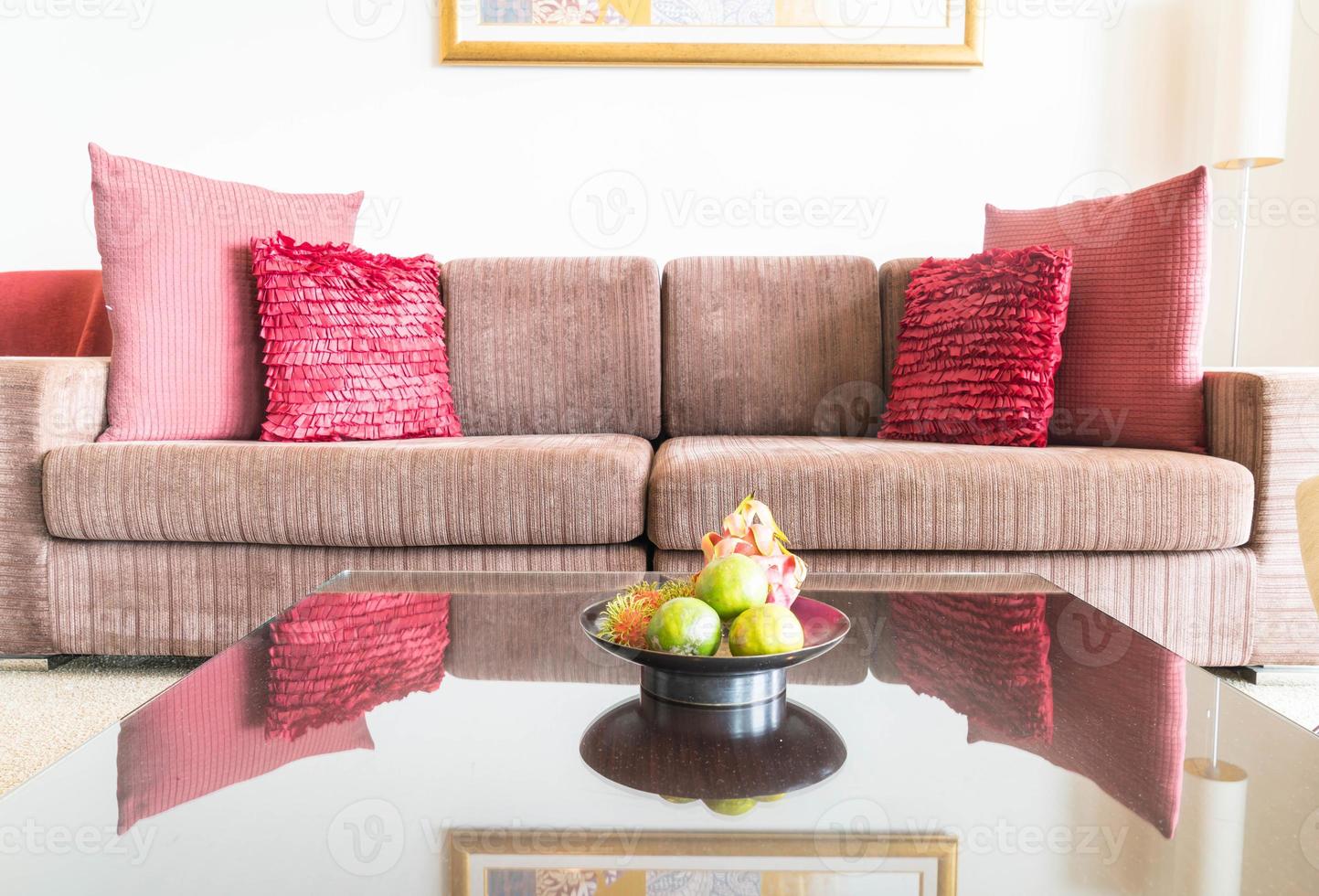 Beautiful pillow on sofa decoration in living room photo