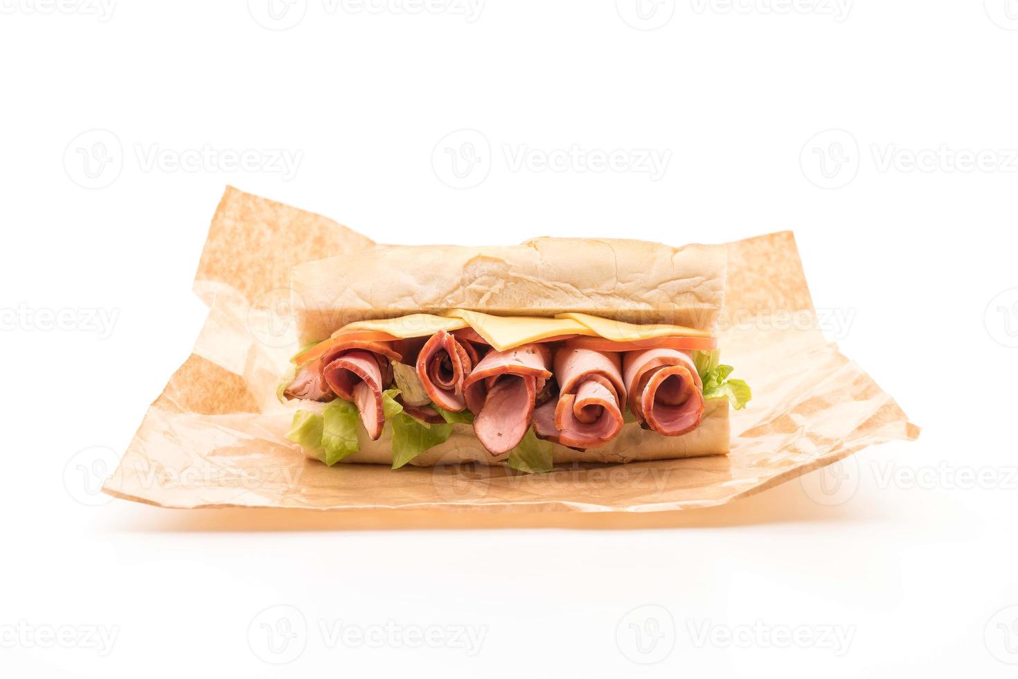 Ham and salad submarine sandwich photo