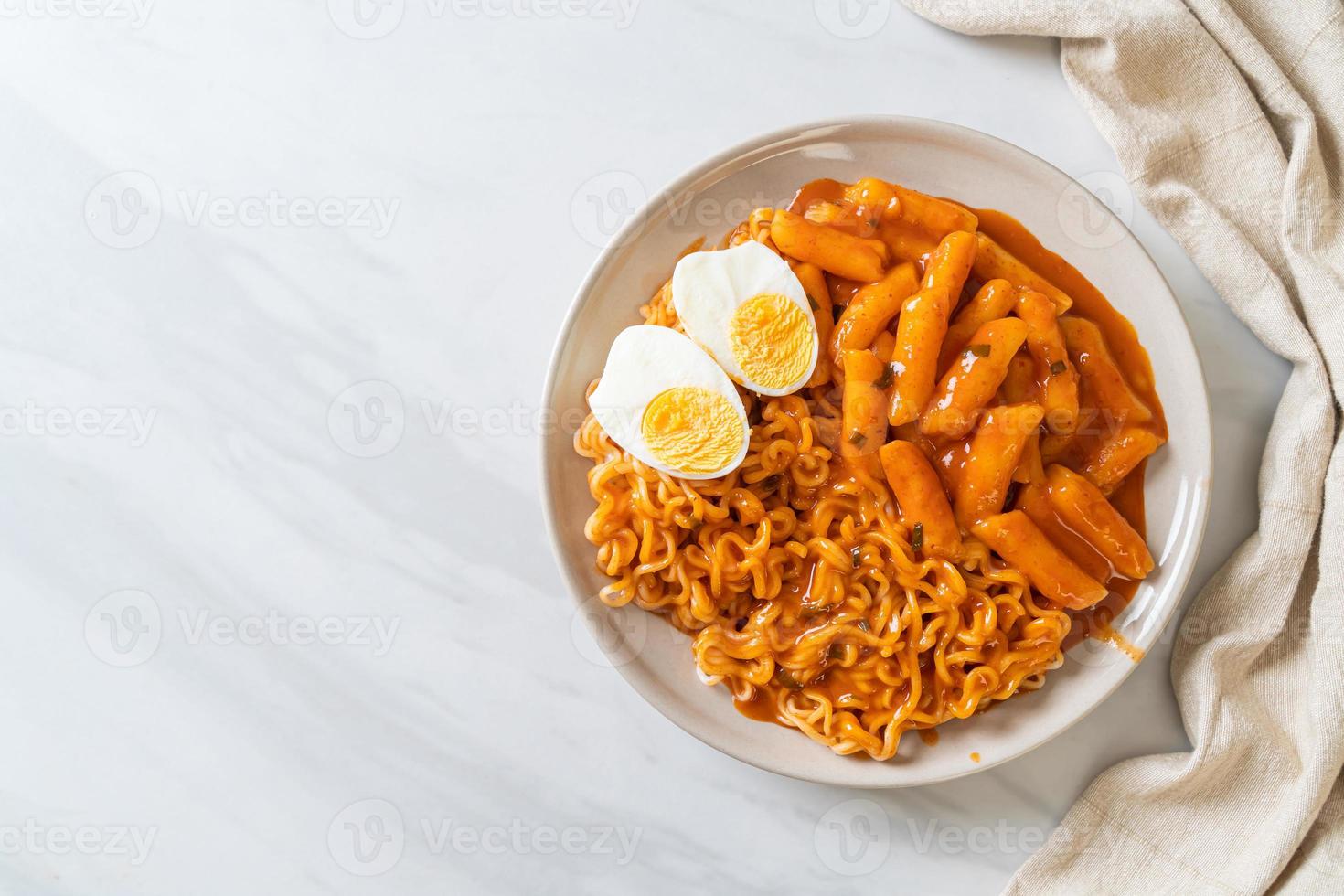 Rabokki or Ramen or Korean instant noodle and Tteokbokki photo