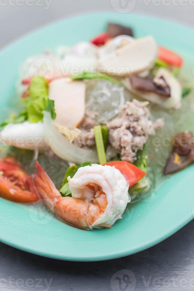 Spicy seafood vermicelli salad photo