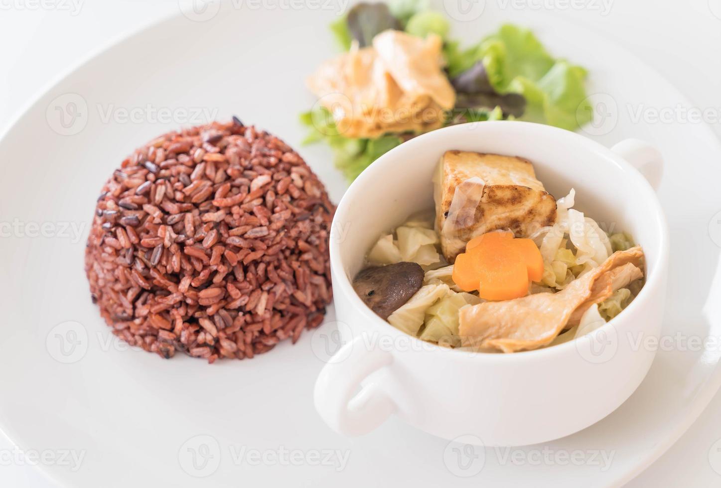 Stuffed cabbage soup with berry rice and tofu photo