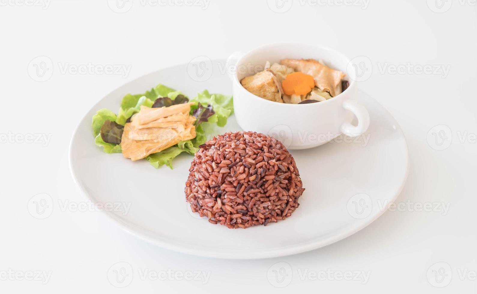 Stuffed cabbage soup with berry rice and tofu photo