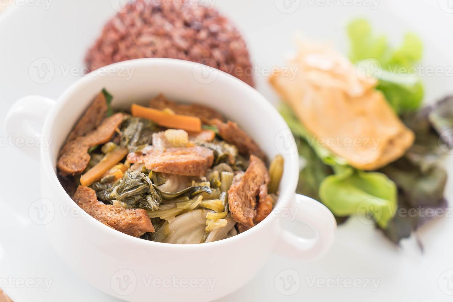 Chinese vegetable stew and tofu with berry rice photo