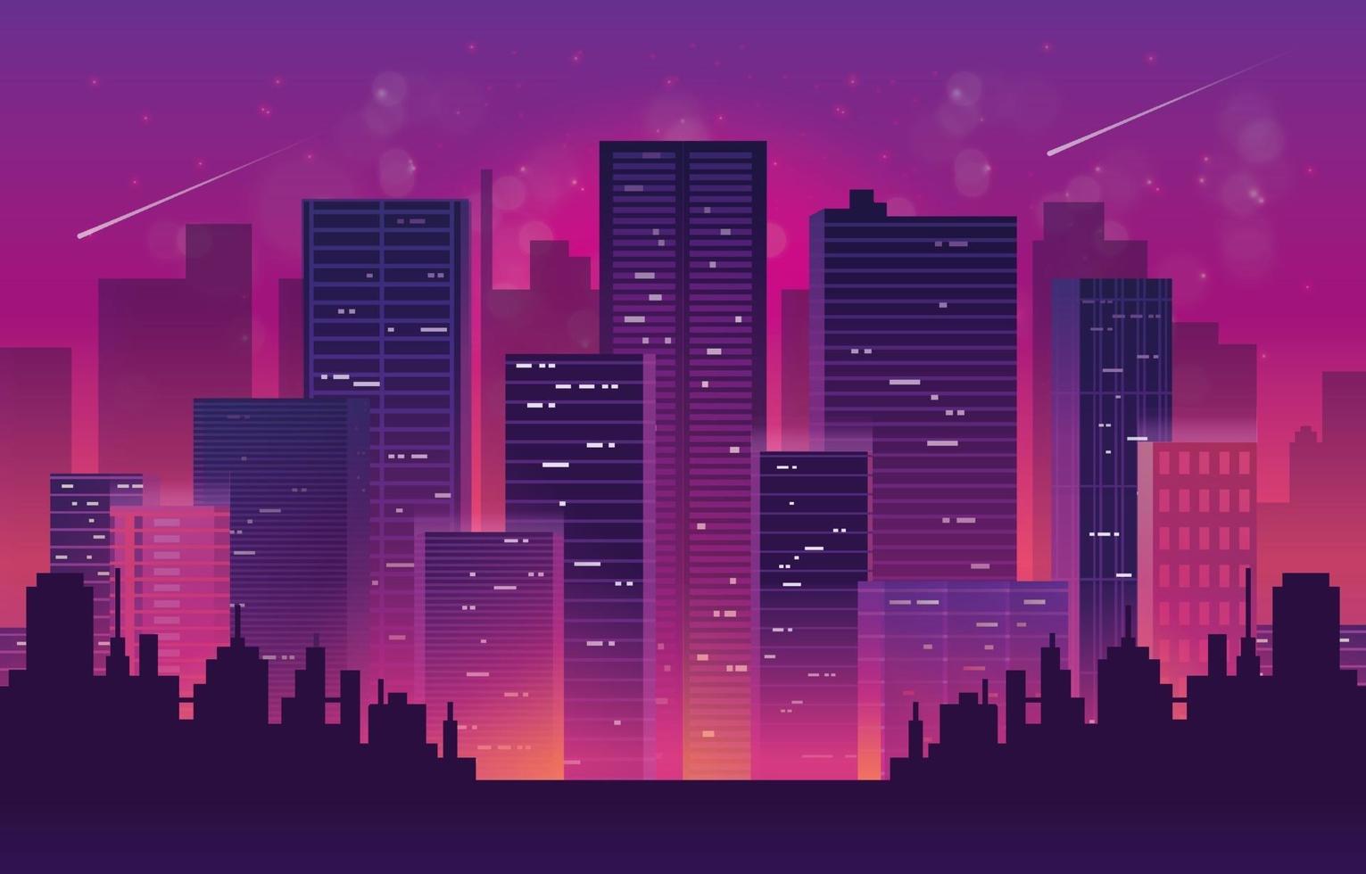 paisaje urbano de rascacielos en estilos new wave vector