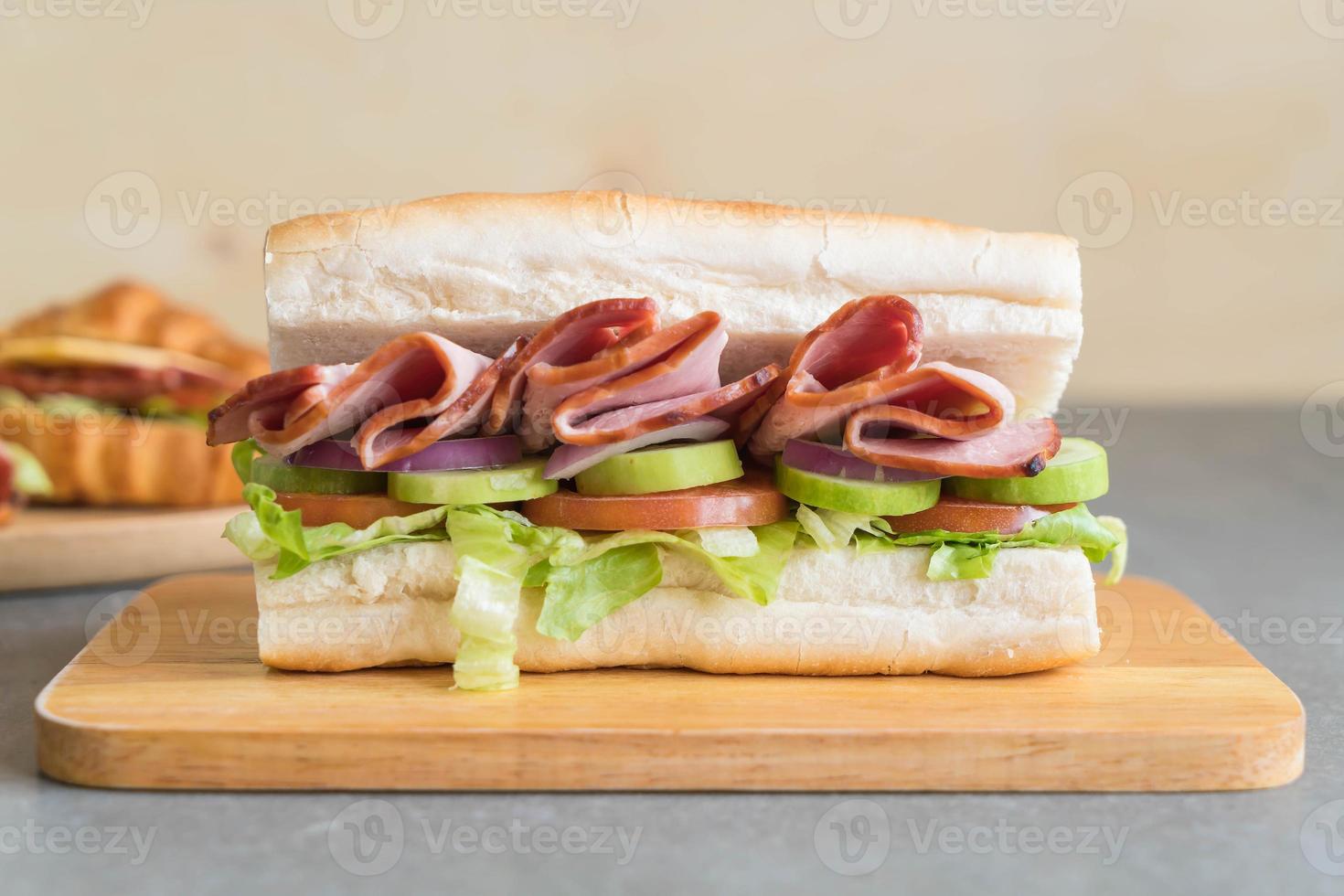 Ham and salad submarine sandwich photo