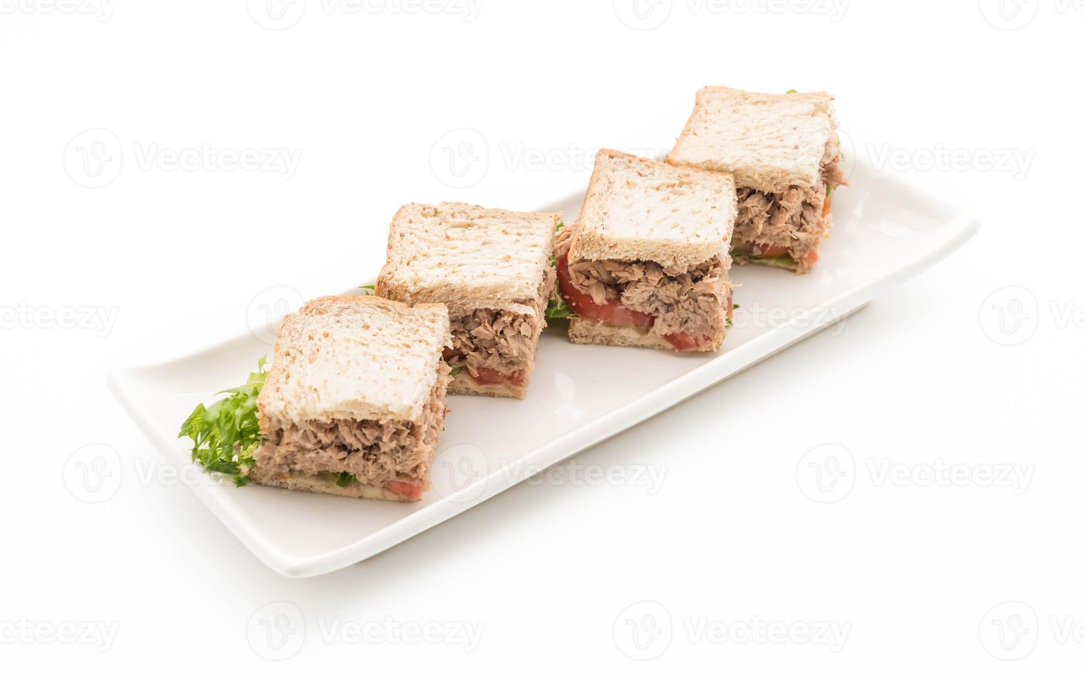 Tuna sandwich on white background photo