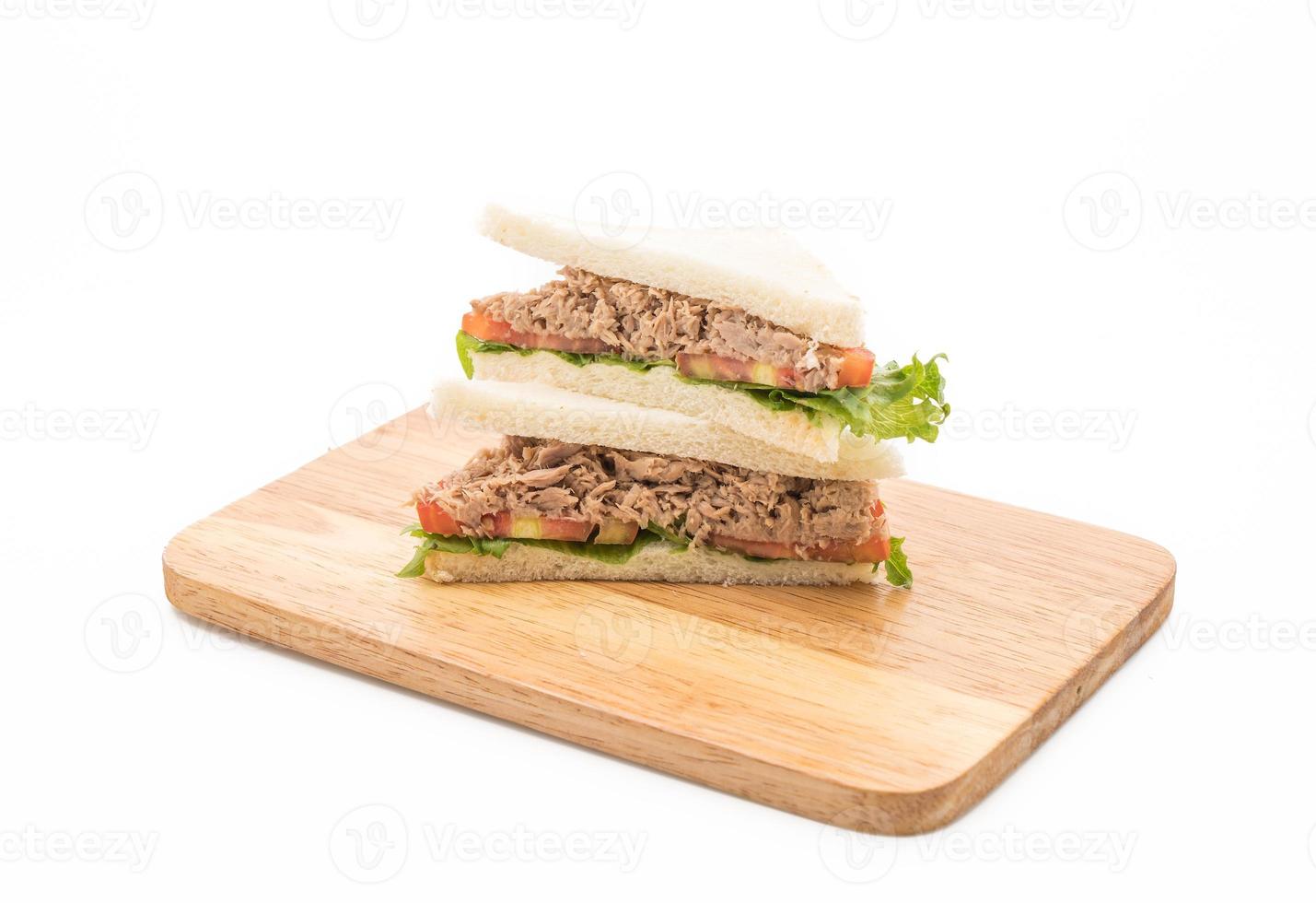 Tuna sandwich on white background photo