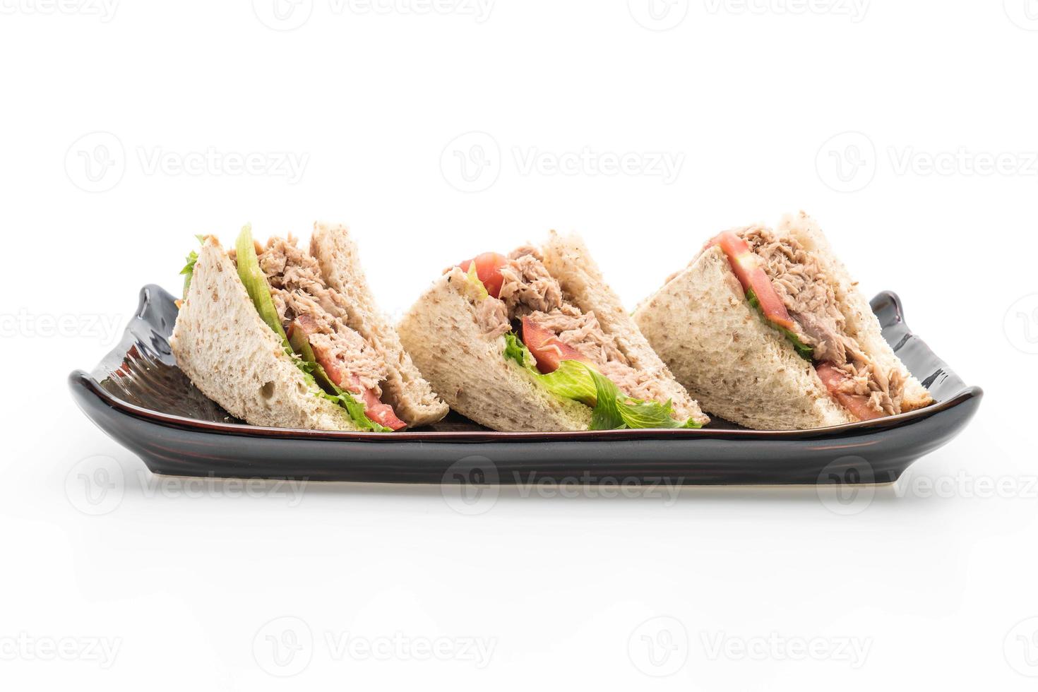 Tuna sandwich on white background photo