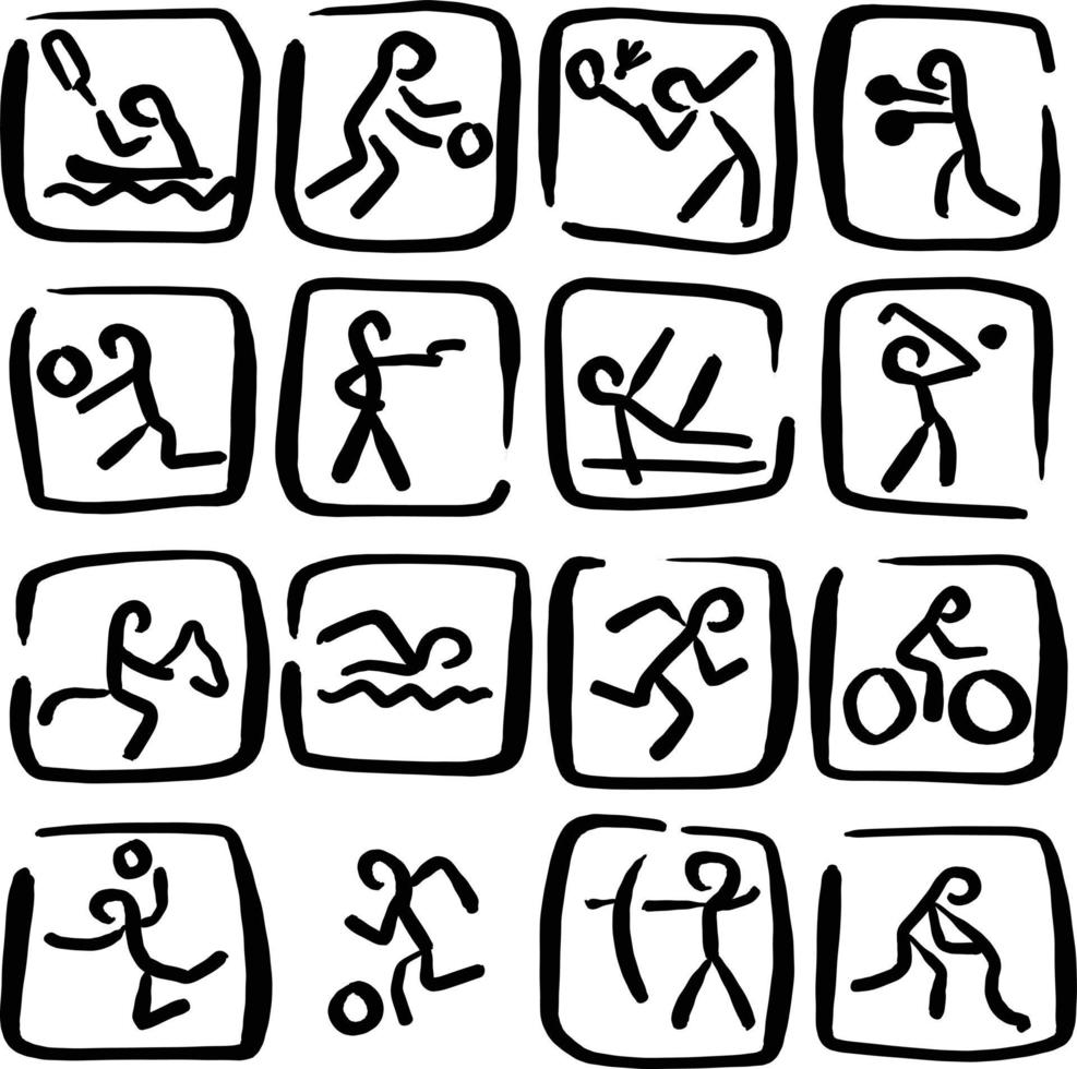 set doodle sport icons vector illustration sketch