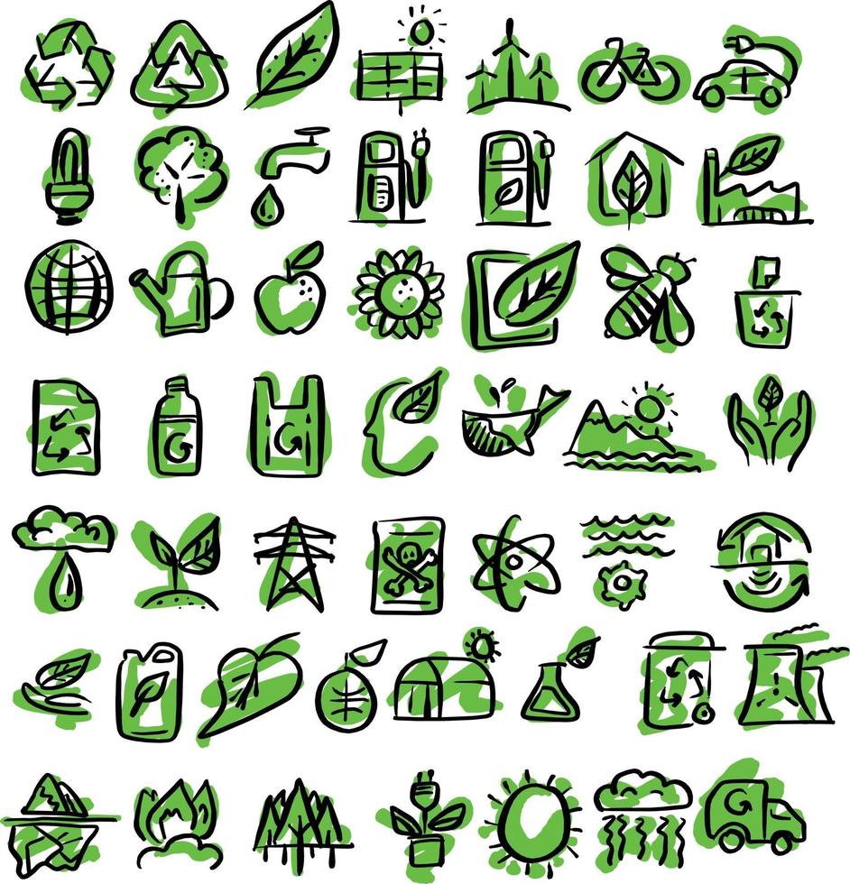 boceto de ilustración de vector de iconos de ecología