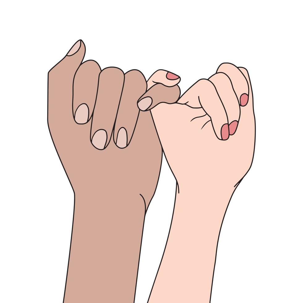 finger locked pinky promise, promise gesture. vector