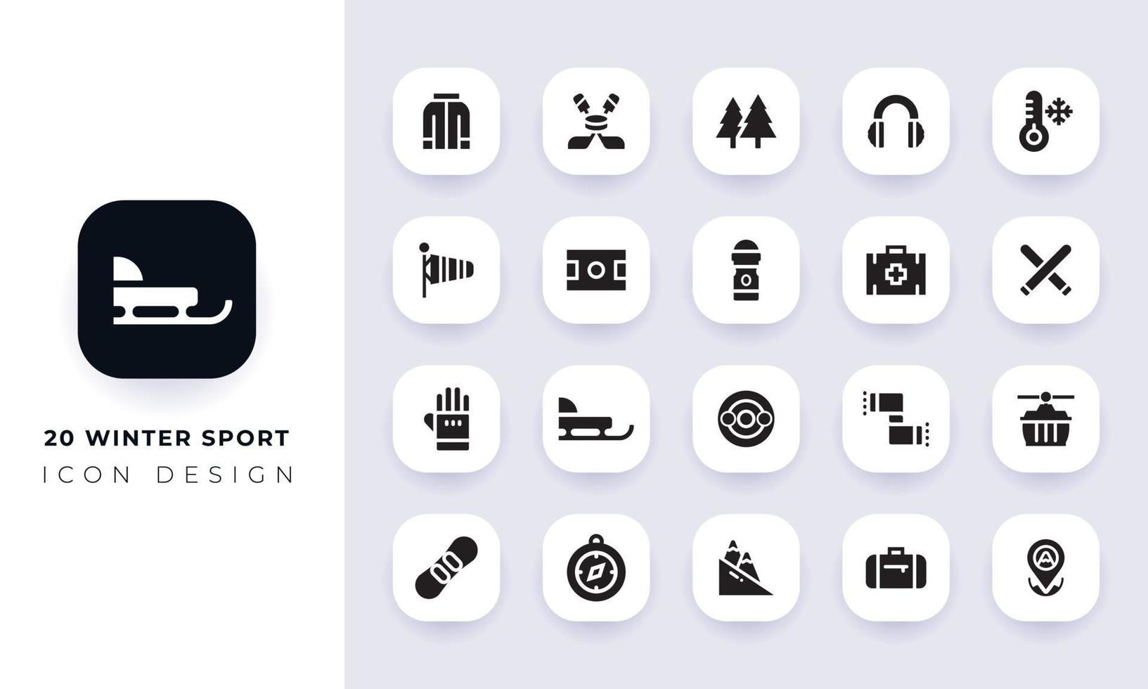 Minimal flat winter sport icon pack. vector