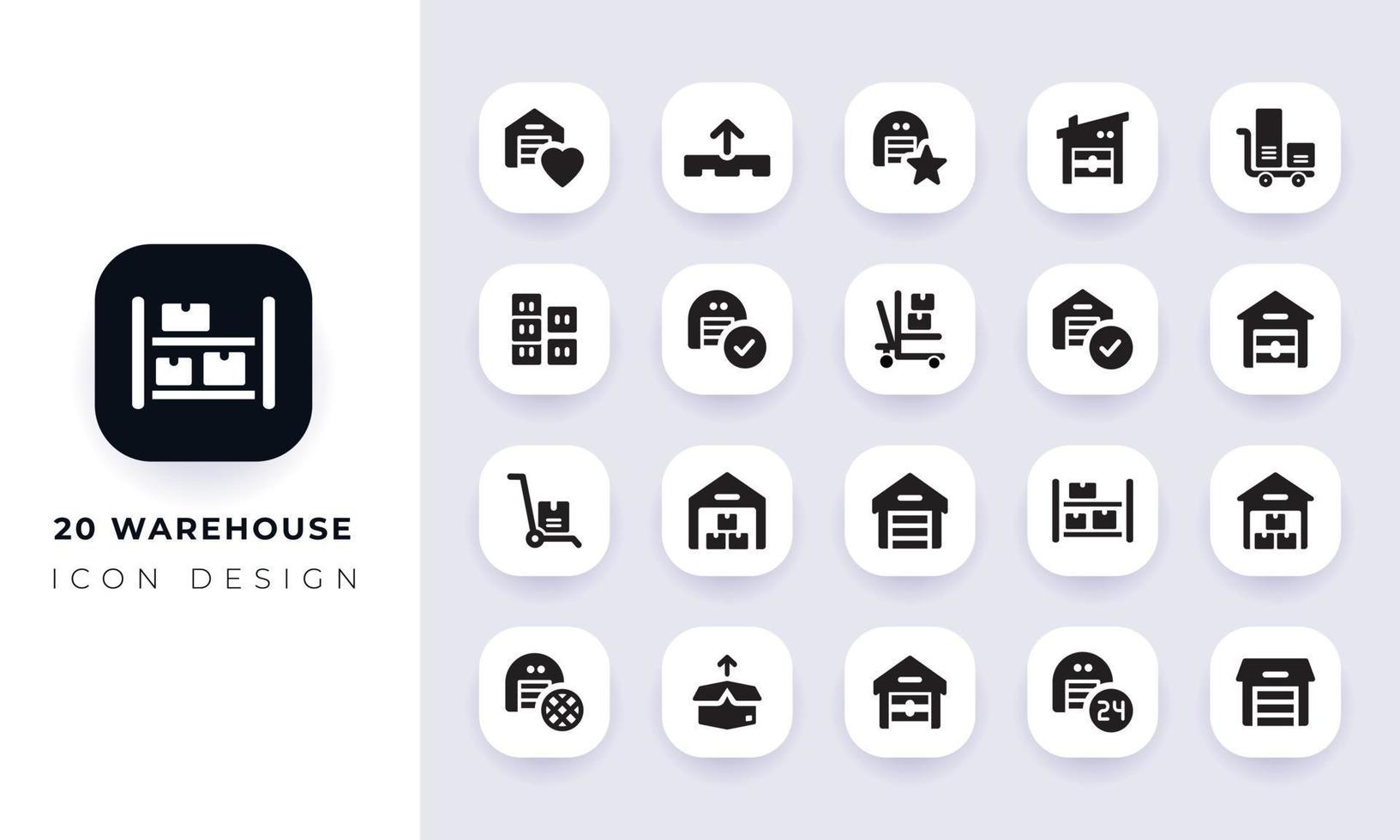 Minimal flat warehouse icon pack. vector