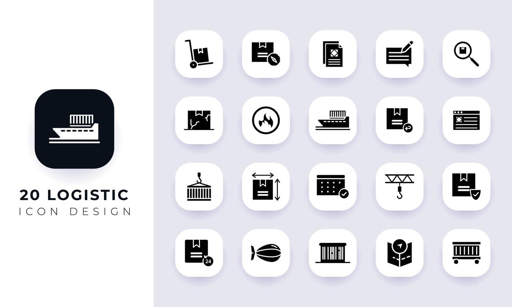Minimal flat logistic icon pack. vector