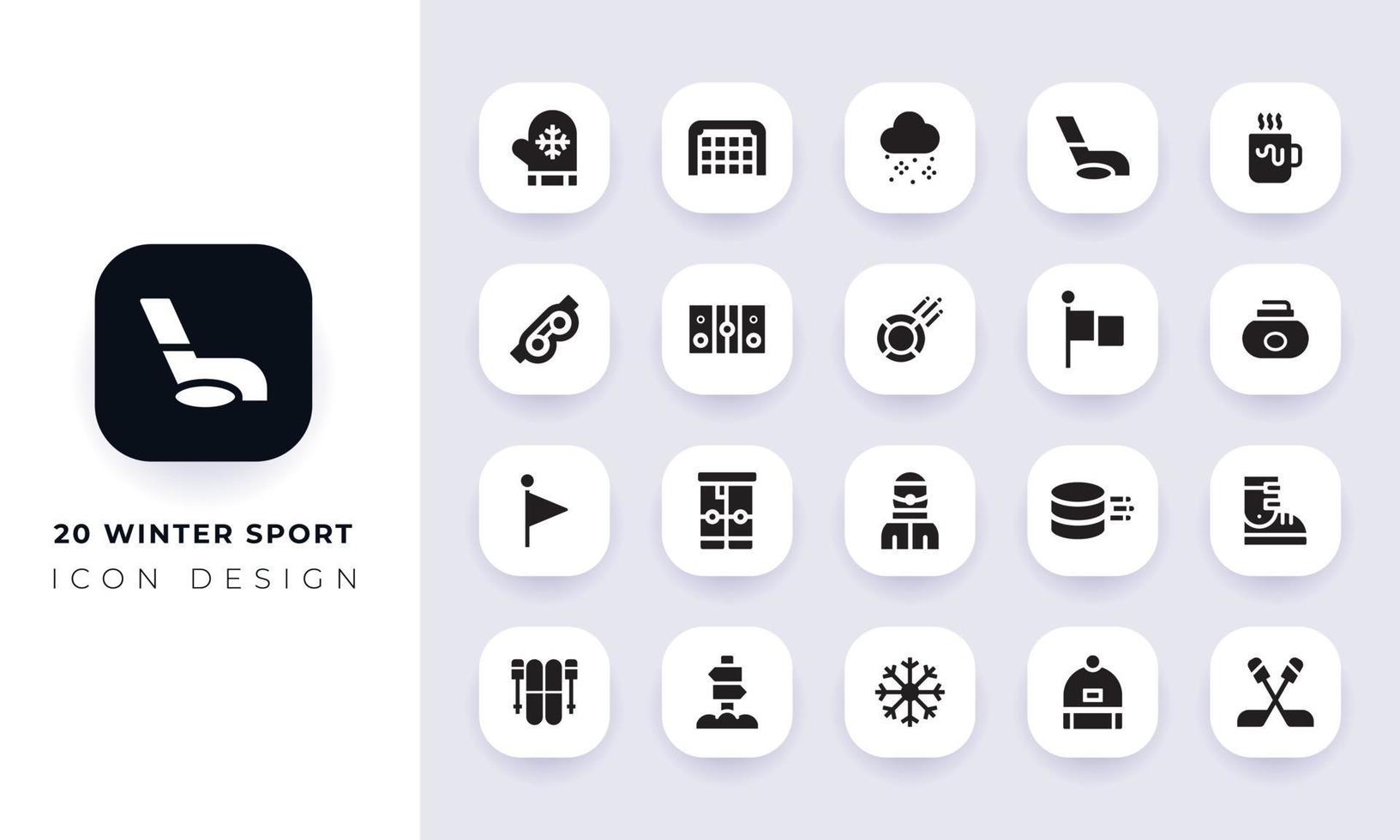 Minimal flat winter sport icon pack. vector