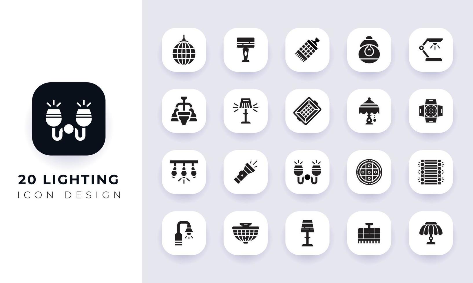 Minimal flat lighting icon pack. vector