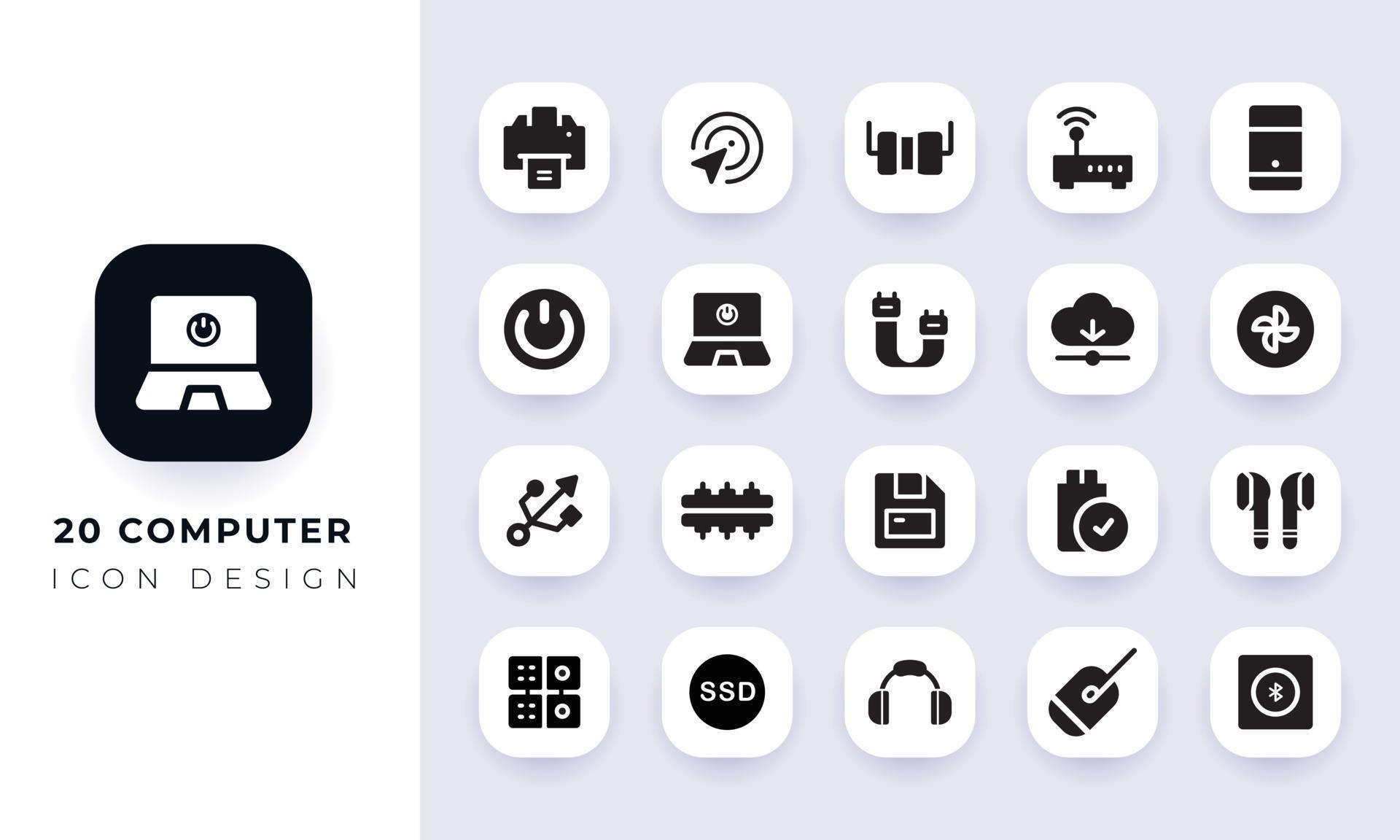 Minimal flat computer icon pack. 3109270 Vector Art at Vecteezy