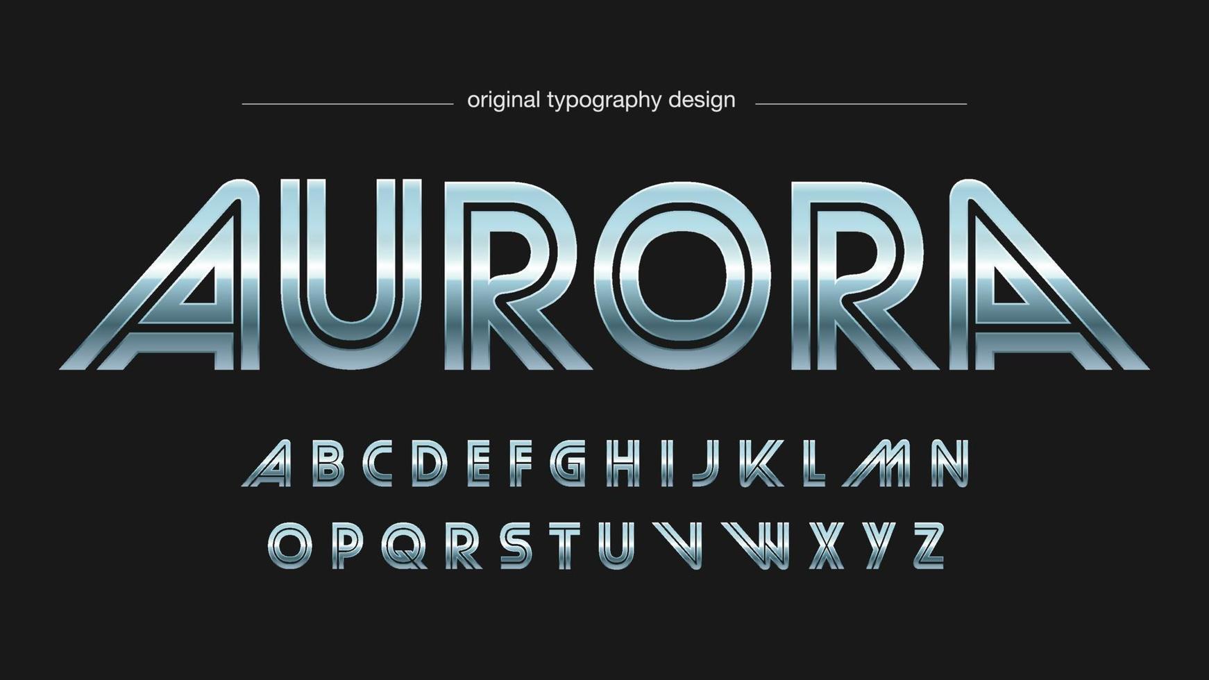 silver metallic retro typography vector