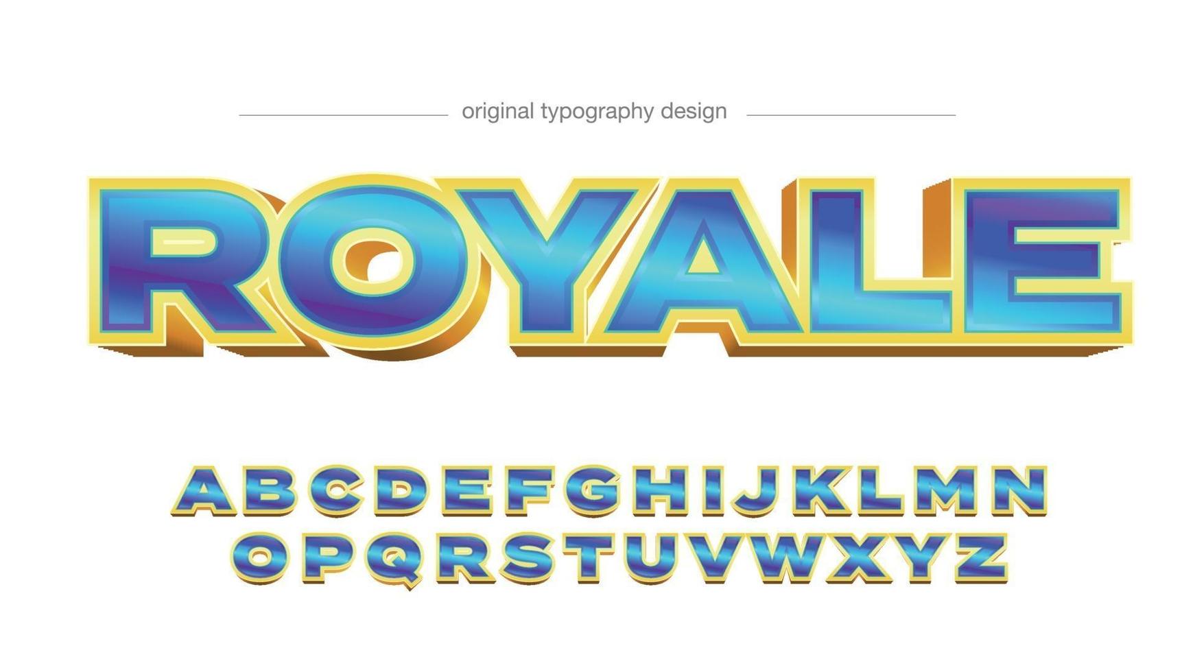 tipografía de dibujos animados 3d azul y dorado vector