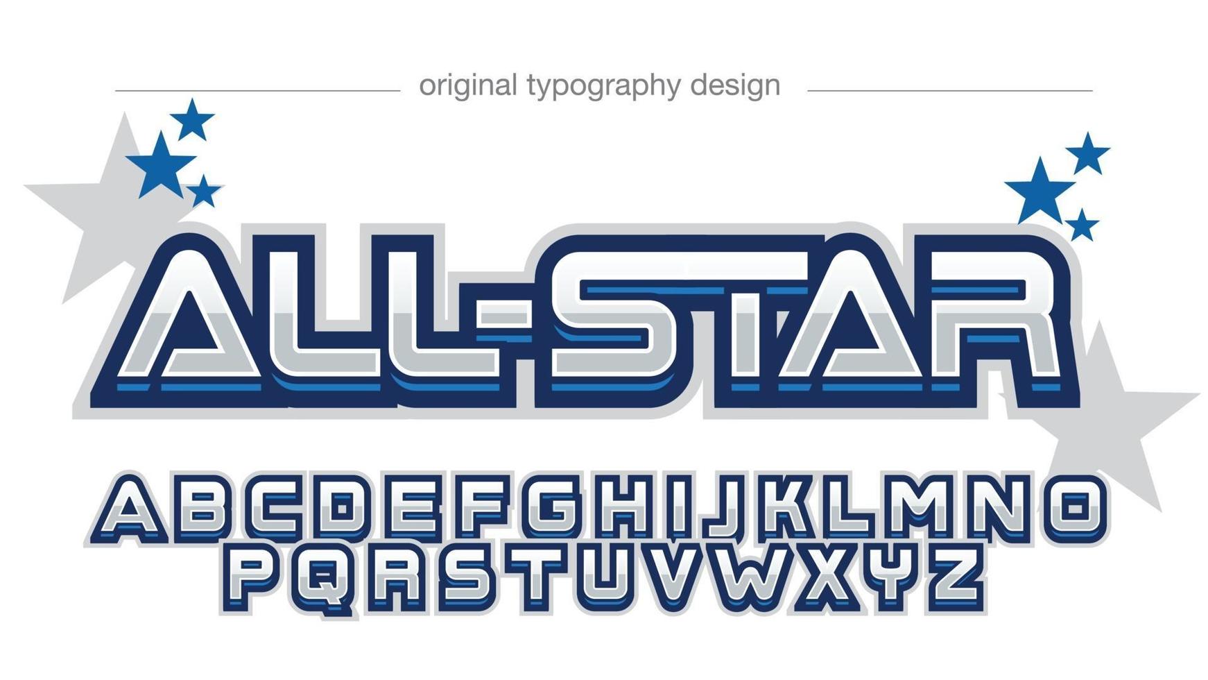 tipografía de deportes de juegos 3d de cromo azul vector