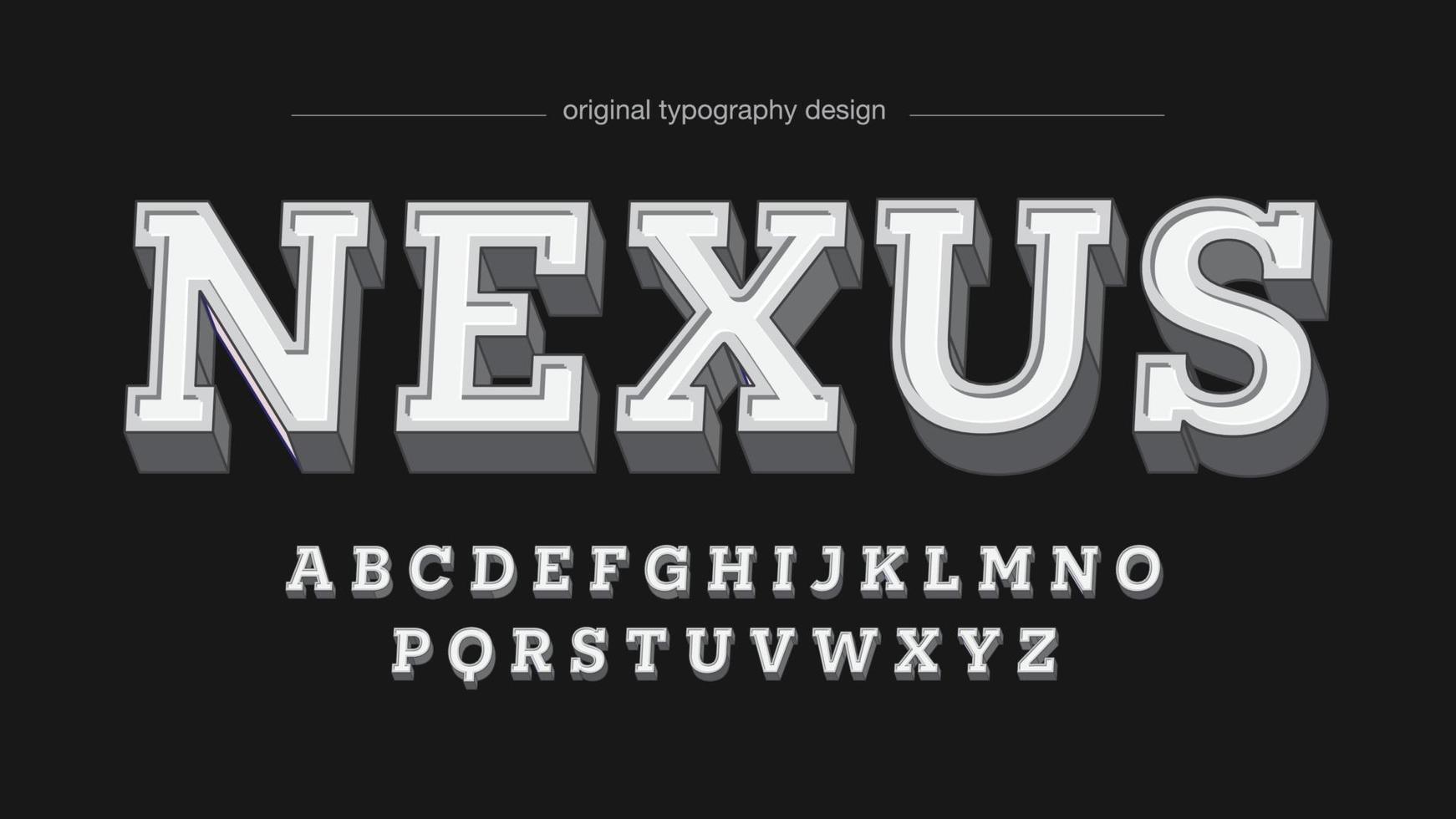 3d white slab serif typography vector