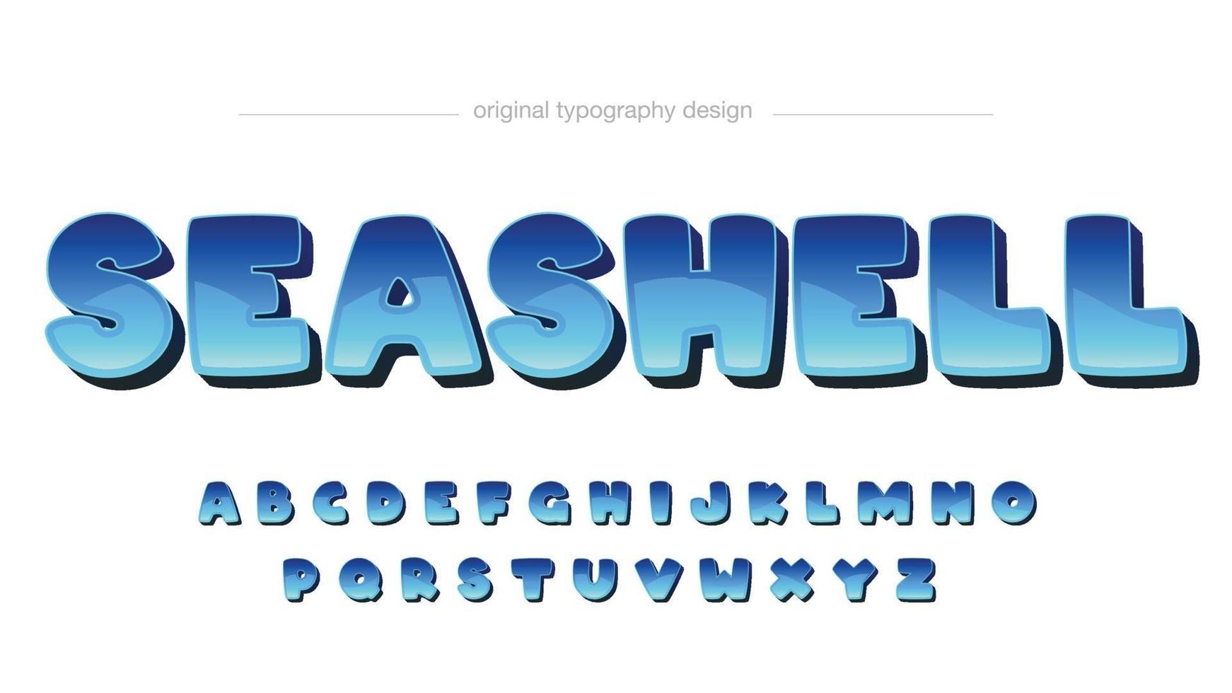 Blue glosssy cartoon rounded typography vector