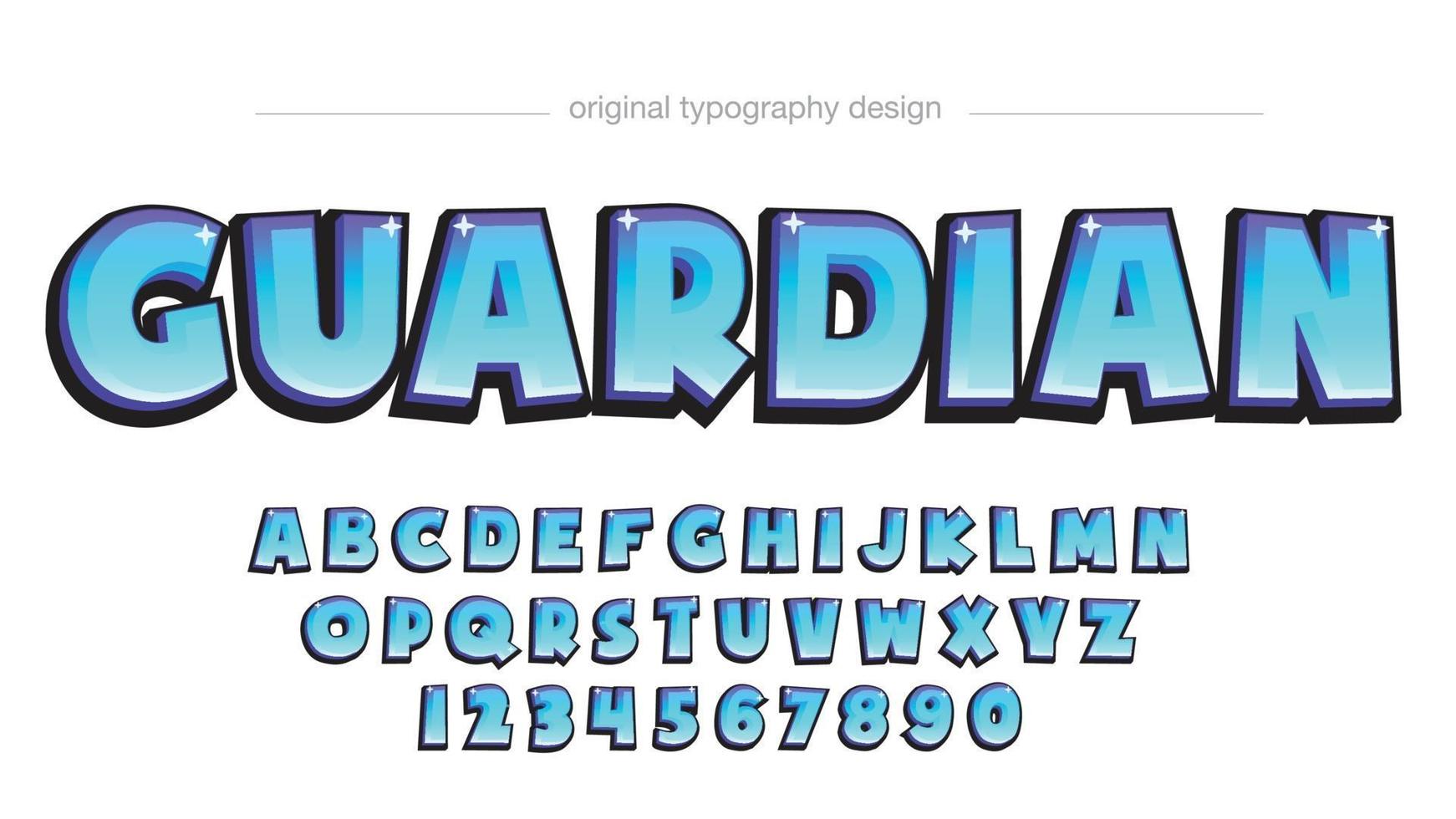 tipografía de dibujos animados 3d azul claro vector