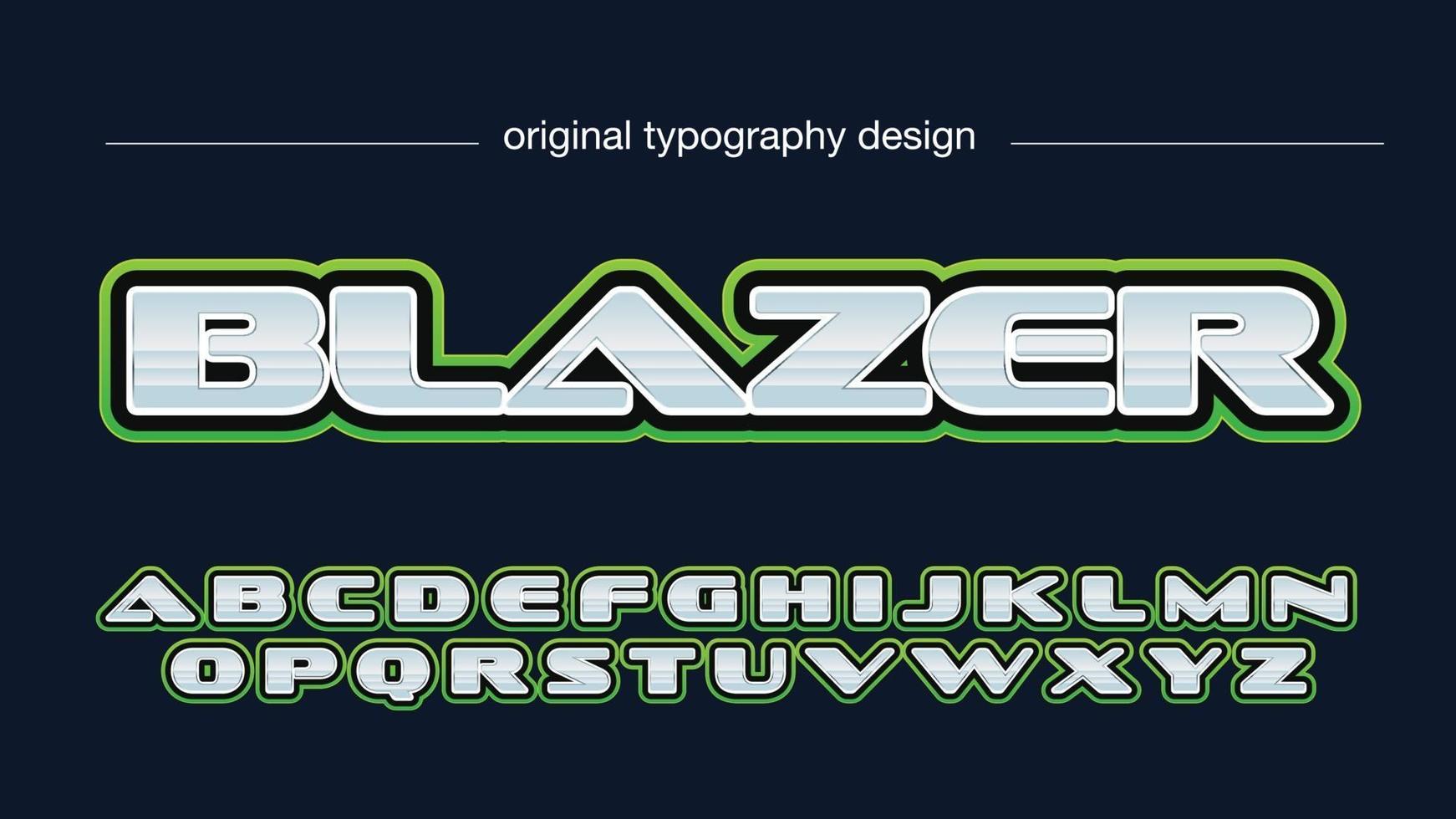 tipografía deportiva metálica de contorno verde vector