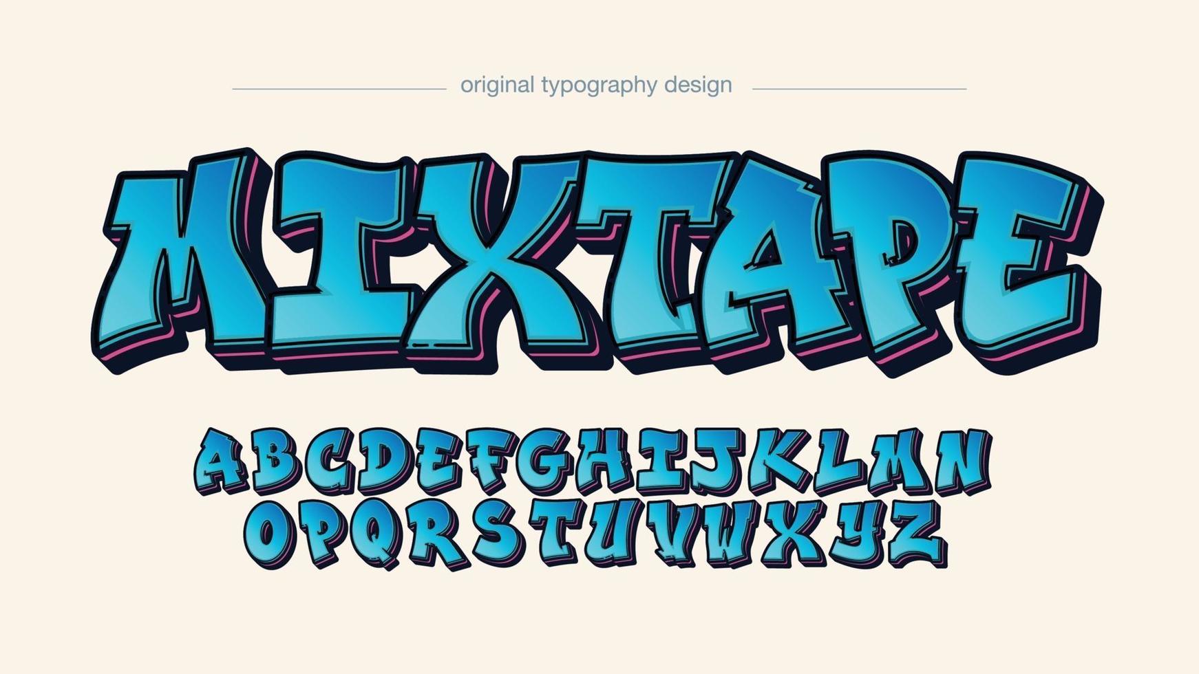 blue 3d graffiti typography vector