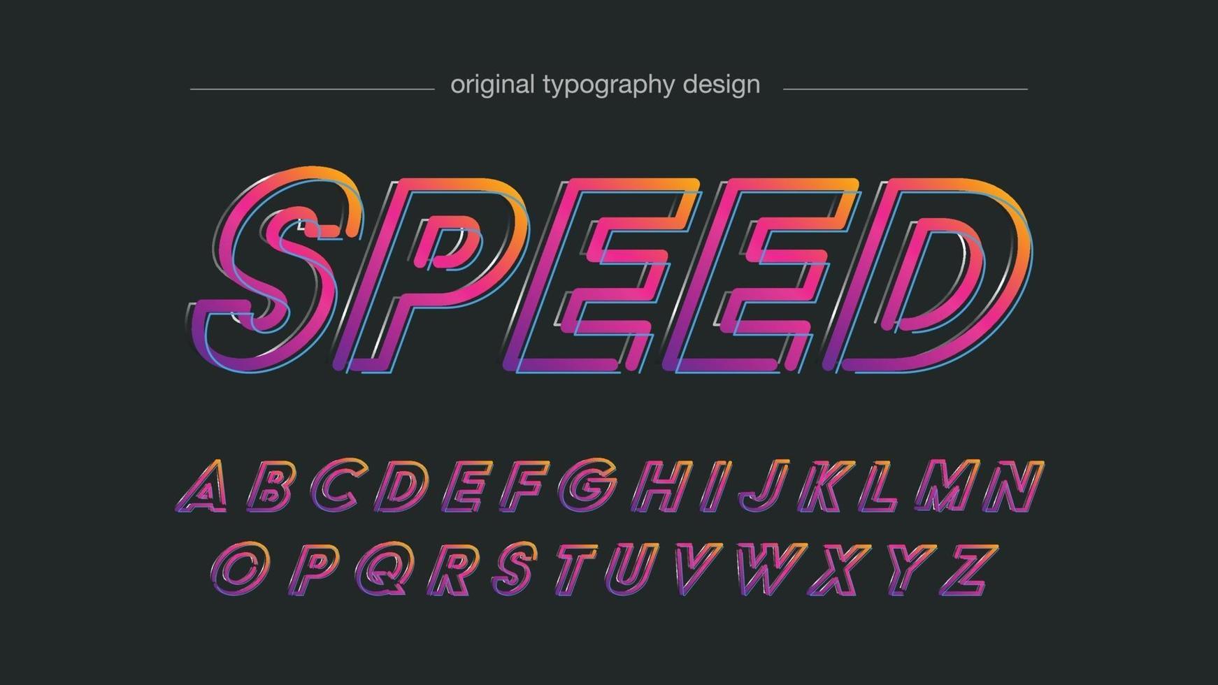 neon colorful outline italic sports typography vector