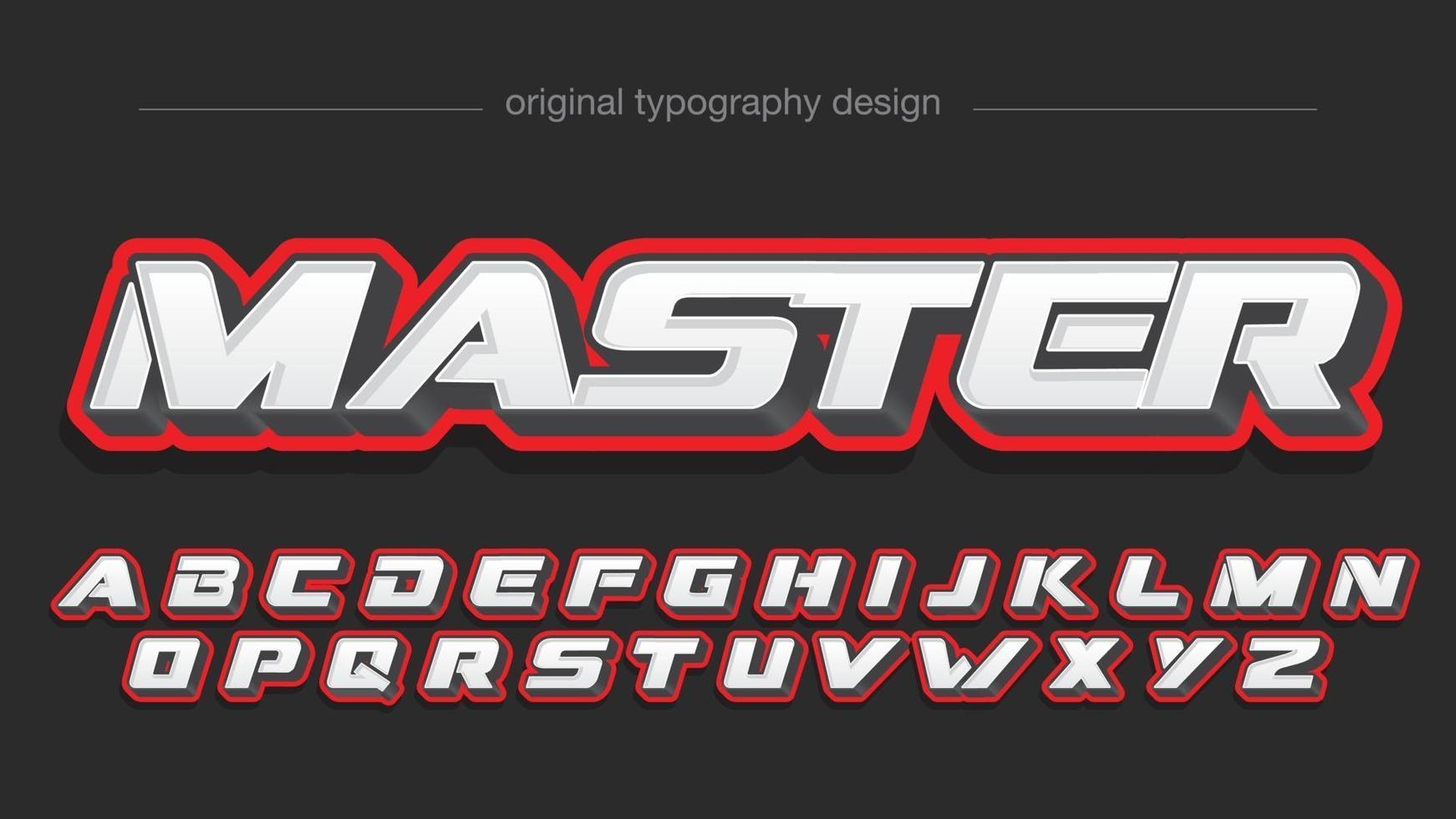 contorno rojo cursiva blanco 3d tipografía deportiva vector