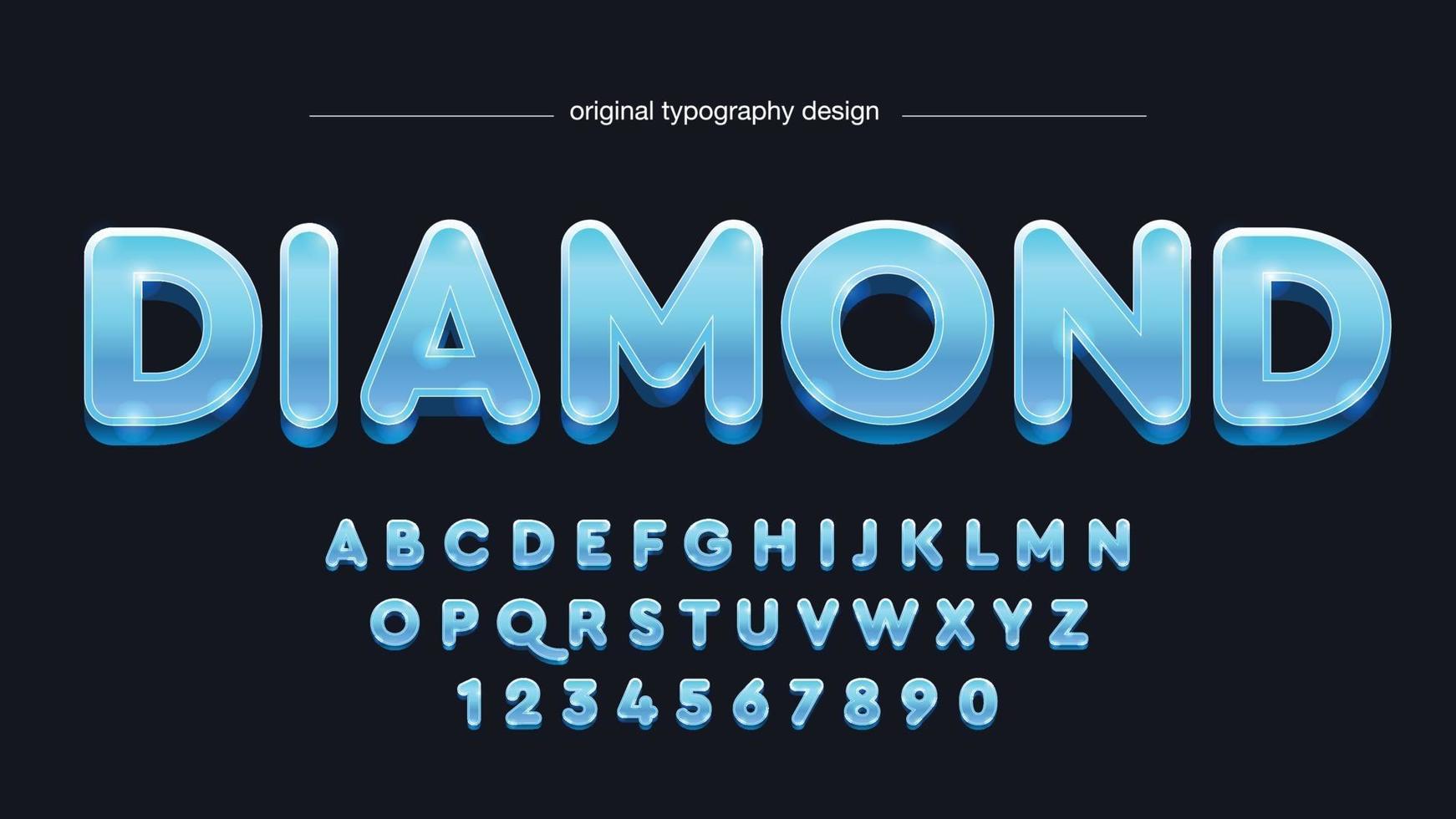 Blue glossy rounded 3d cartoon typography vector