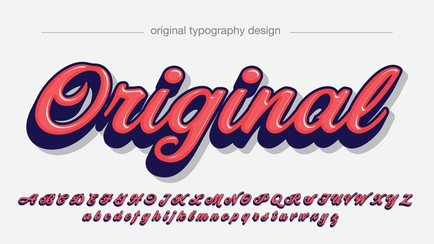 Red 3D Cursive Italic Typography vector