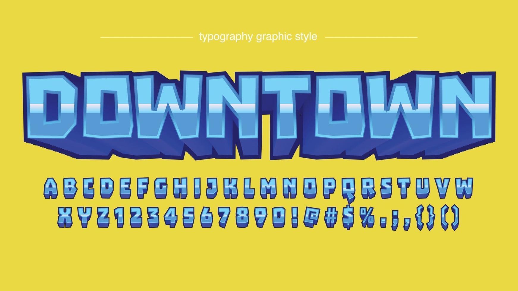 Blue glossy 3d cartoon artistic typography vector