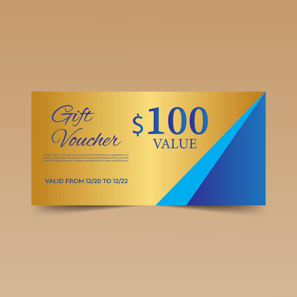 Blue Gift Voucher Design Template vector