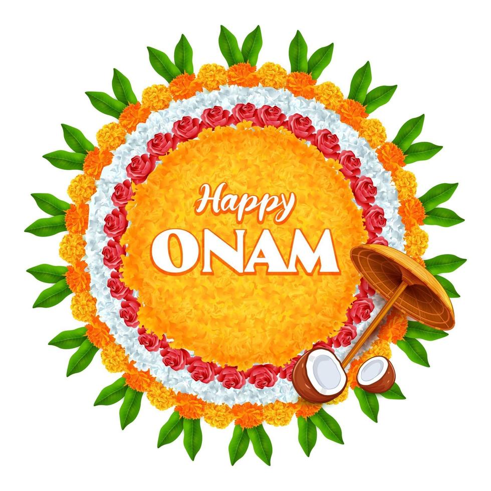Onam background traditional festival of South India vector