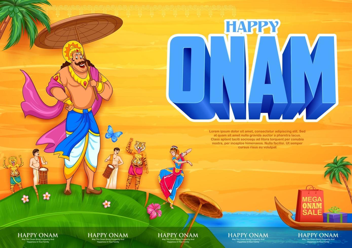 fondo del festival tradicional onam del sur de la india vector