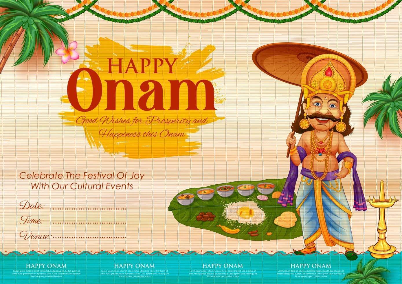 Onam background traditional festival of South India vector