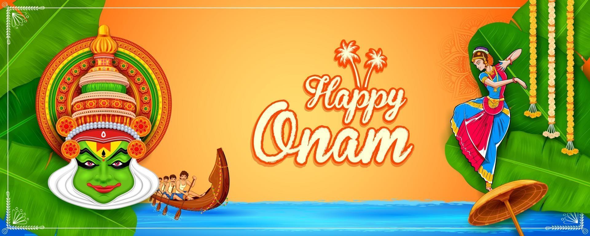 Onam background traditional festival of South India vector