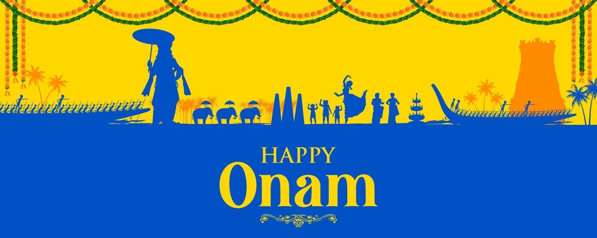 fondo del festival tradicional onam del sur de la india vector