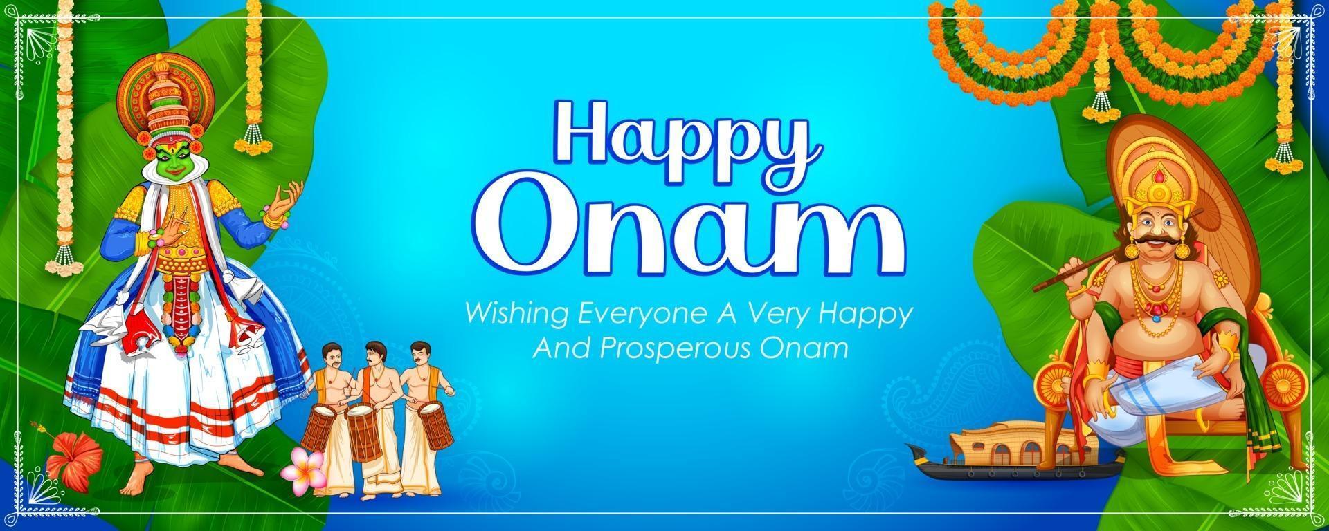 Onam background traditional festival of South India vector