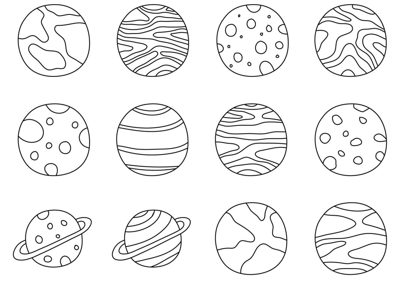 conjunto de doodle de planeta vector