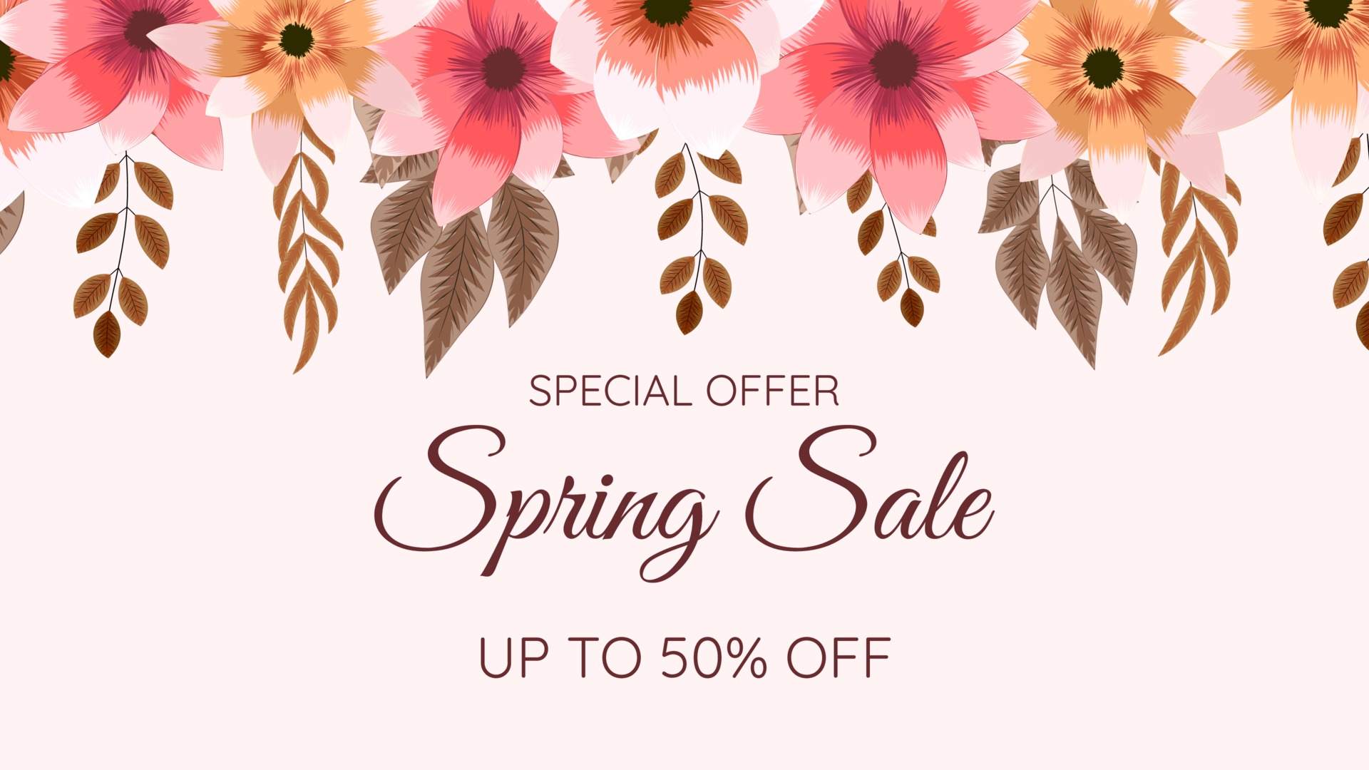 Spring Sale banner, season floral discount poster with flowers 3110648