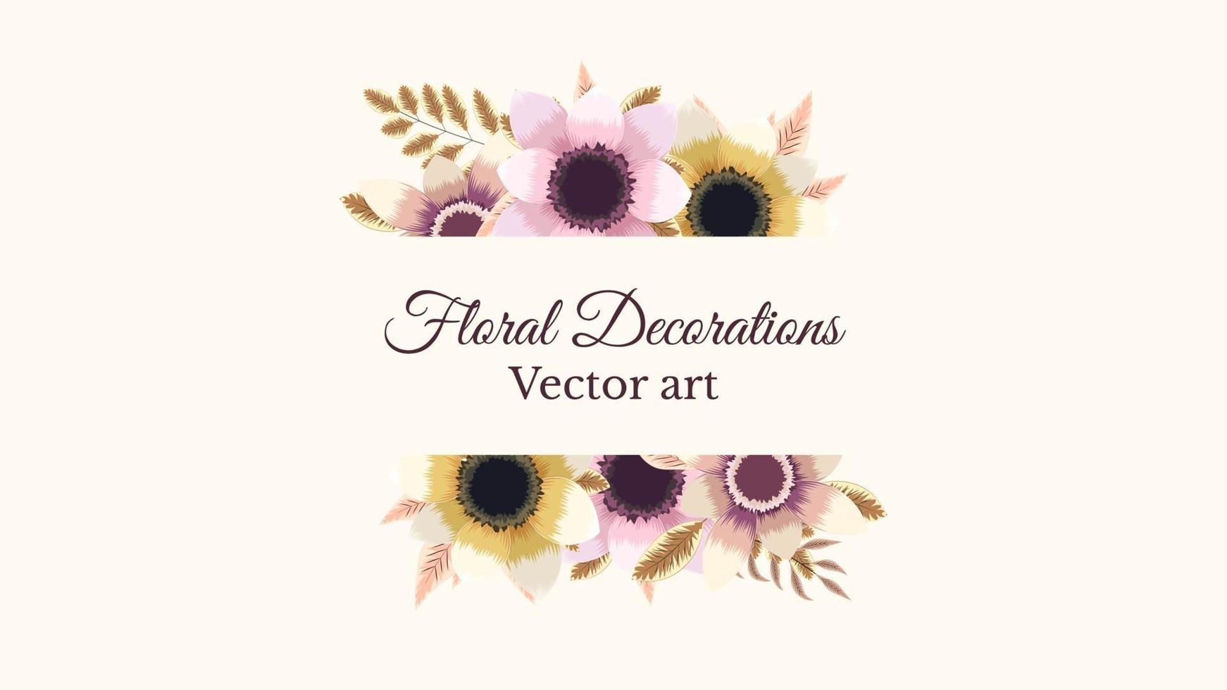 Set of vector floral elements flowers frames detailed greeting cards