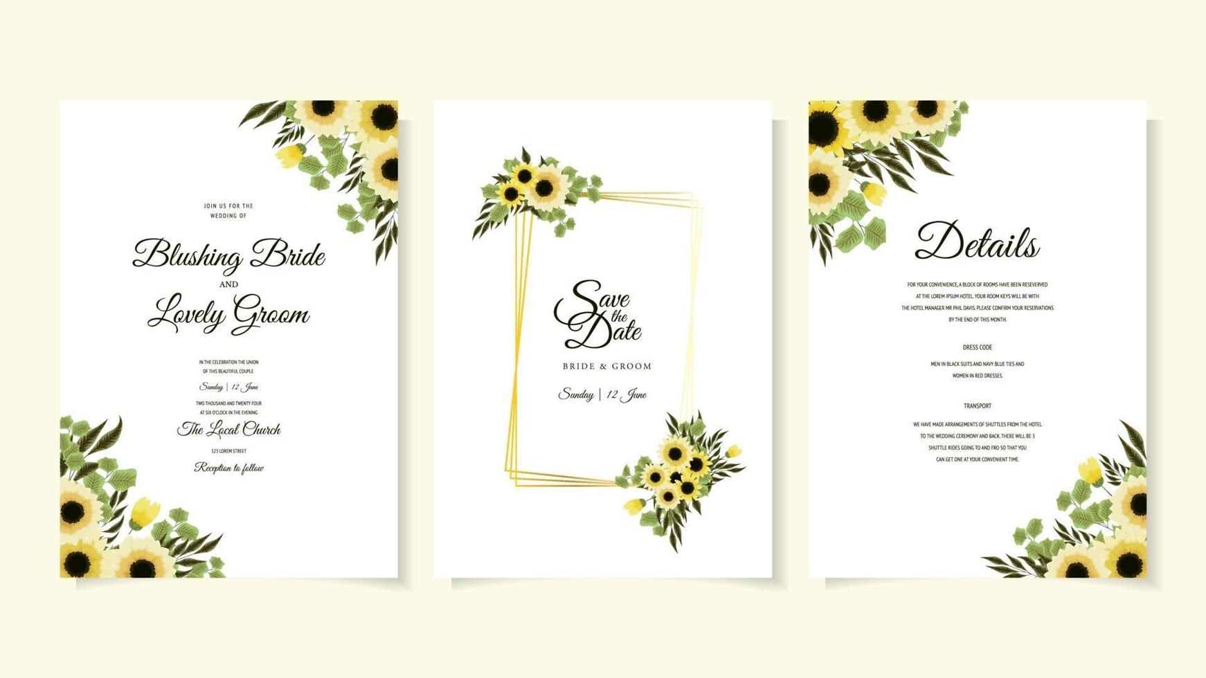 Romantic Floral flowers marriage wedding nuptials invitation template vector